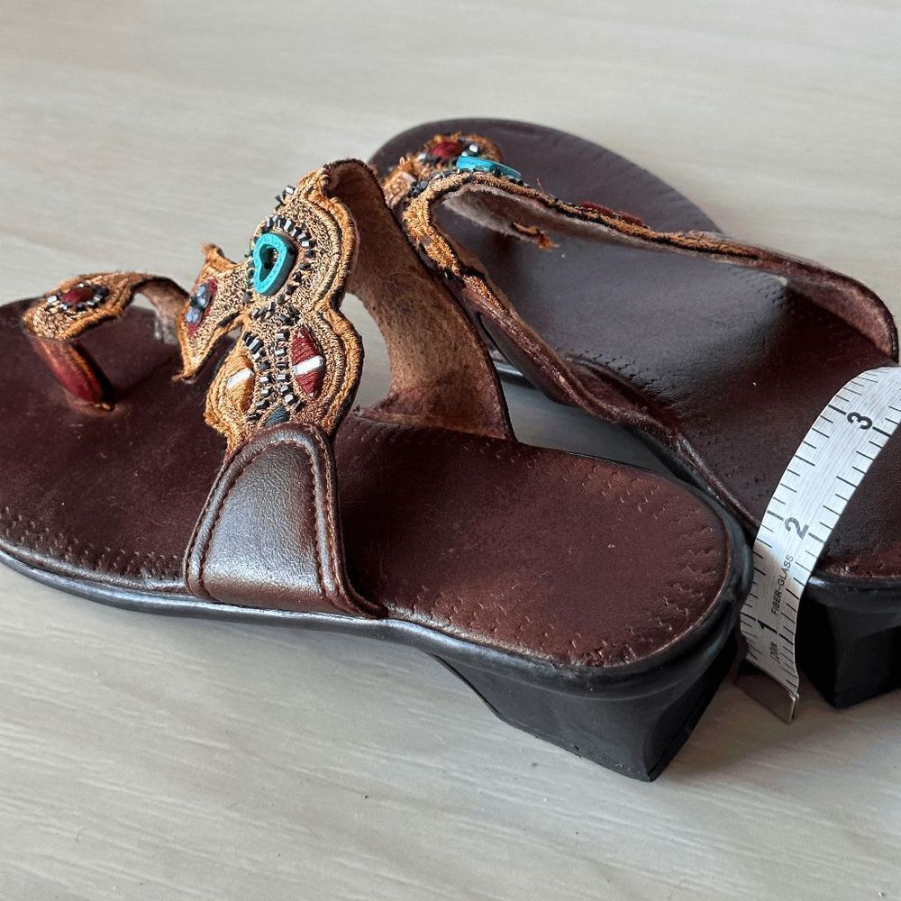 Embroidered Vintage Embellished Toe-Ring Sandals Size 7/7.5 - Picture 13 of 13